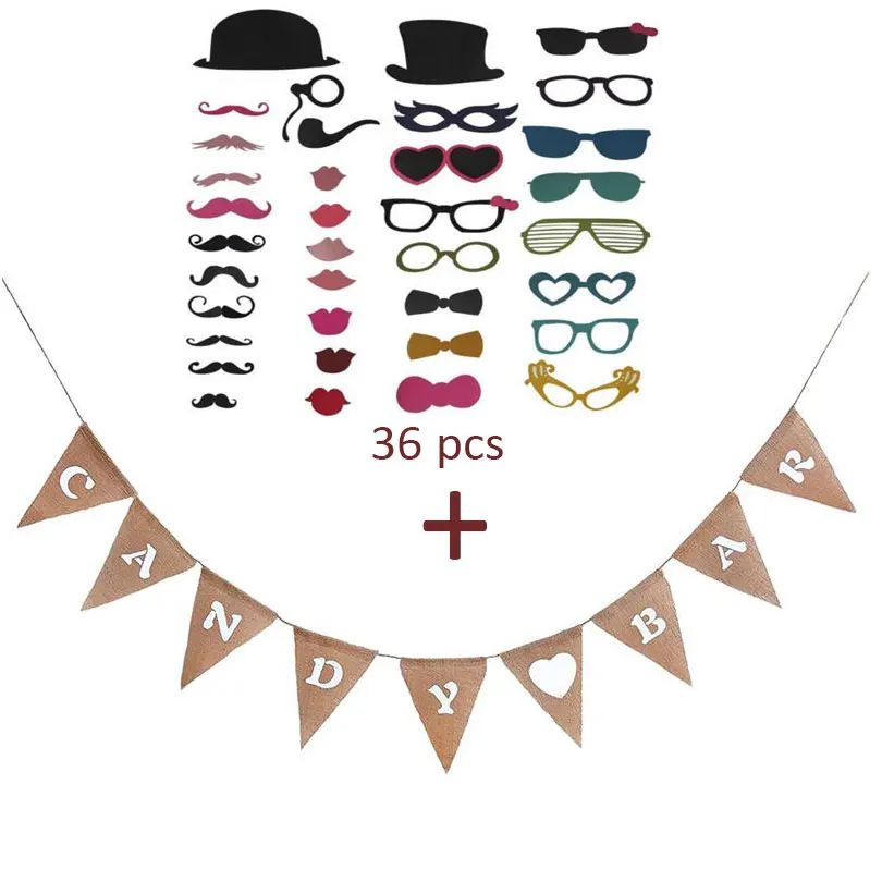 Hot 36 Photo Booth Props +3M Candy Bar Heart Print Banne Hessian Flags Funny Creative Birthday Decor For Party Birthday Wedding
Hot 36 Photo Booth Props +3M Candy Bar Heart Print Banne Hessian Flags Funny Creative Birthday Decor For Party Birthday Wedding