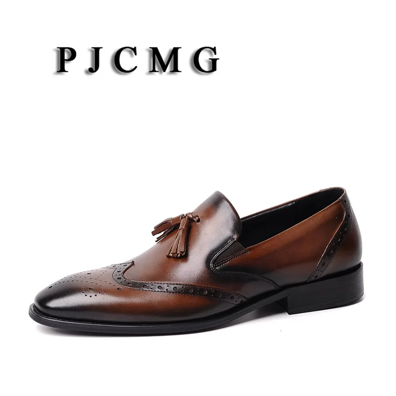 PJCMG New Mens Business Slip-On Black/Brown Pointed Toe Formal Dress Genuine Leather Wedding Oxfords Office Shoes With Tassel
PJCMG New Mens Business Slip-On Black/Brown Pointed Toe Formal Dress Genuine Leather Wedding Oxfords Office Shoes With Tassel