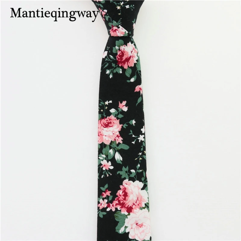 Mantieqingway 6 см хлопковые галстуки для мужчин бренд тощий цветочный шейный платок