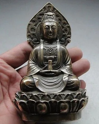 

decoration bronze factory Pure Brass Antique Elaborate China Tibetan Buddhism Kwan-yin Copper Statue with Qing Dynasty Mark