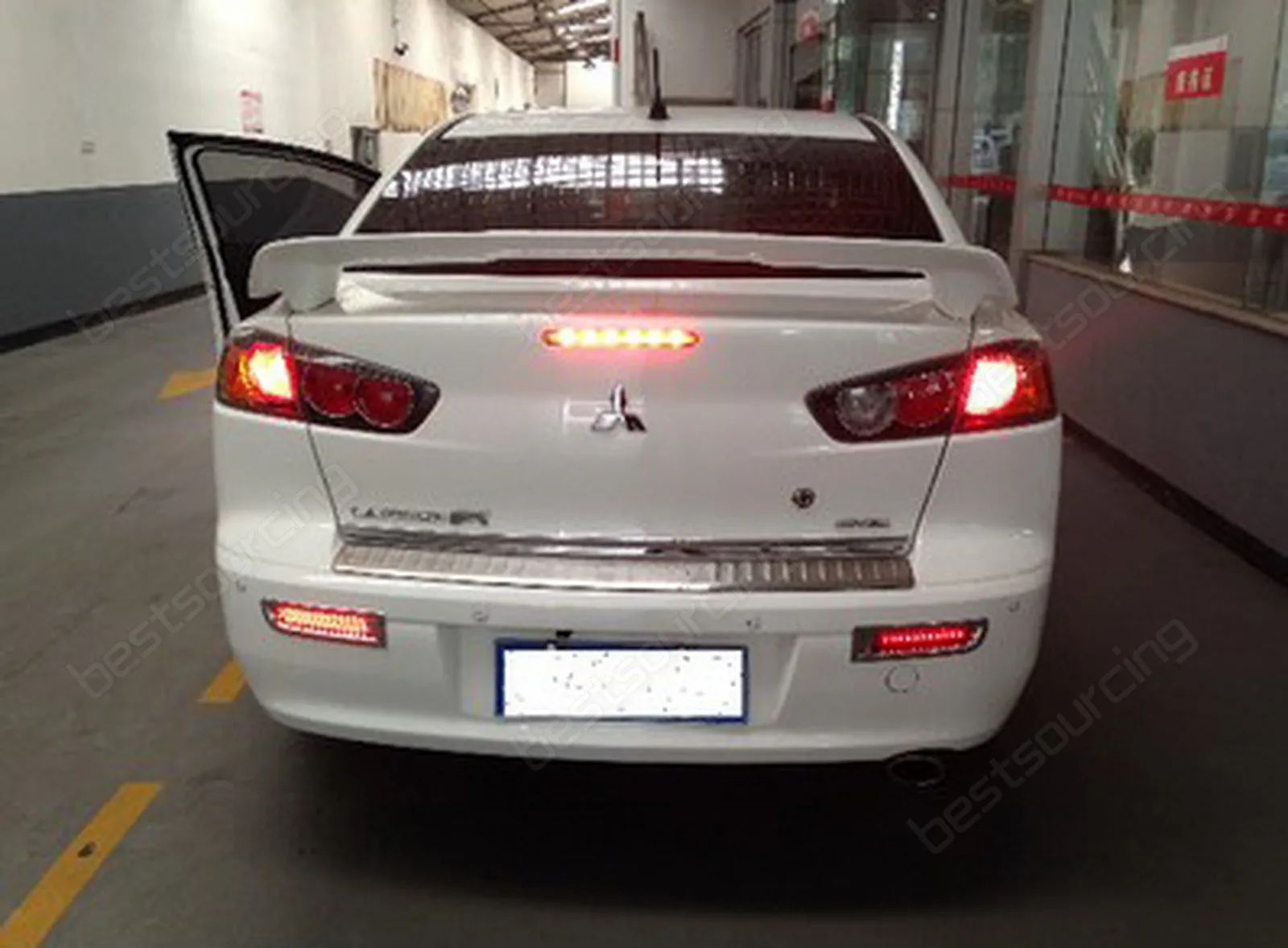 

ANGRONG 2x Clear Rear Bumper Reflector LED Reverse Tail Stop Light For Mitsubishi Lancer Evo