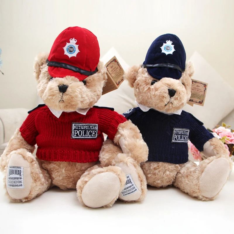 

33CM One Piece RUSS London Royal Police Teddy Bear Toy With Sweater Coat Doll PP Cotton Stuffed Toys Valentine's Day Presents