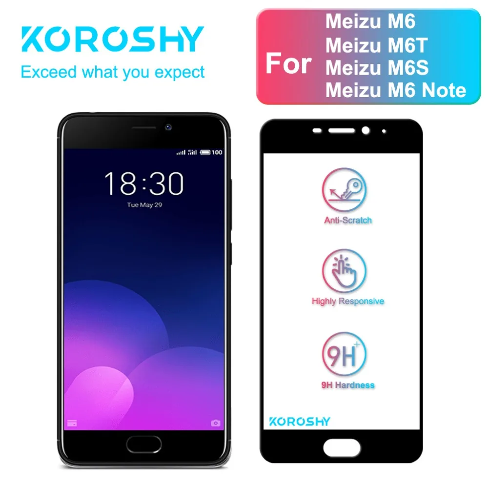 KOROSHY Full Cover Tempered Glass for Meizu M6 Note M6T M6S M 6 Meilan 6 6T S6 Note 6 Screen Protector 9H Protective Glass Film
KOROSHY Full Cover Tempered Glass for Meizu M6 Note M6T M6S M 6 Meilan 6 6T S6 Note 6 Screen Protector 9H Protective Glass Film