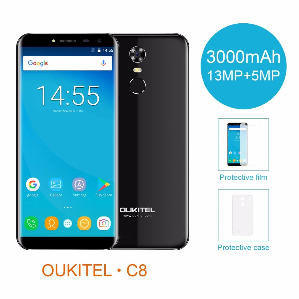 Oukitel C8 смартфон с 5 5-дюймовым дисплеем четырёхъядерным процессором MTK6580A ОЗУ 2 Гб