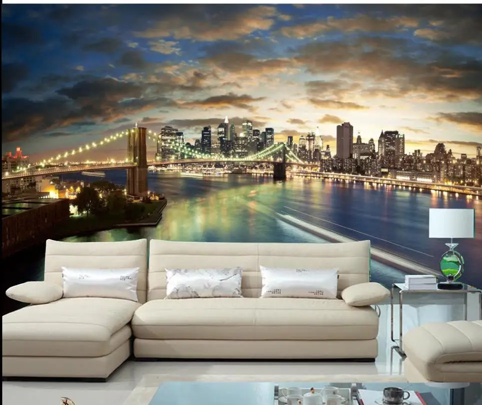 

Custom photo wallpaper Large 3D Stereo romantic Landscape Walls city night views 3d room wallpaper landscape