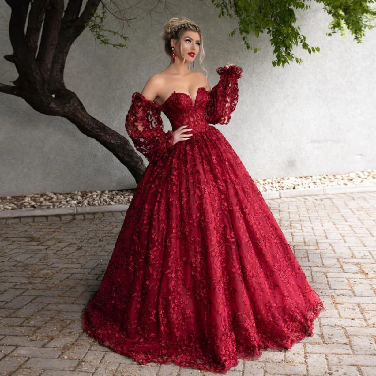 Dark Red Ball Gown Prom Formal Dress Unique Detachable Long Sleeves Burgundy Engagement Dress Lace Up Long Evening Wear
Dark Red Ball Gown Prom Formal Dress Unique Detachable Long Sleeves Burgundy Engagement Dress Lace Up Long Evening Wear