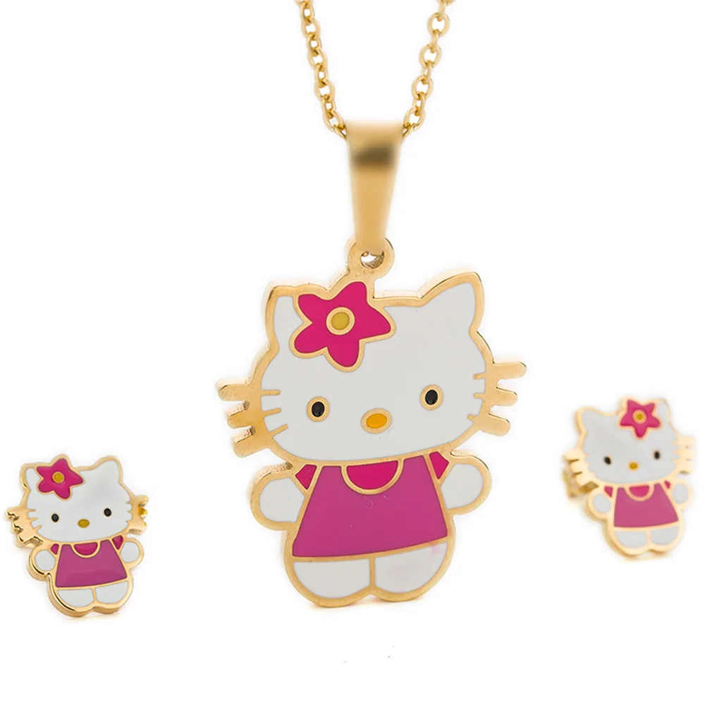 Fashion Stainless Steel Multicolor Cat Stud Earrings Earrings Bowknot KT Jewelry Set For Girls Earring and Necklace Set
Fashion Stainless Steel Multicolor Cat Stud Earrings Earrings Bowknot KT Jewelry Set For Girls Earring and Necklace Set