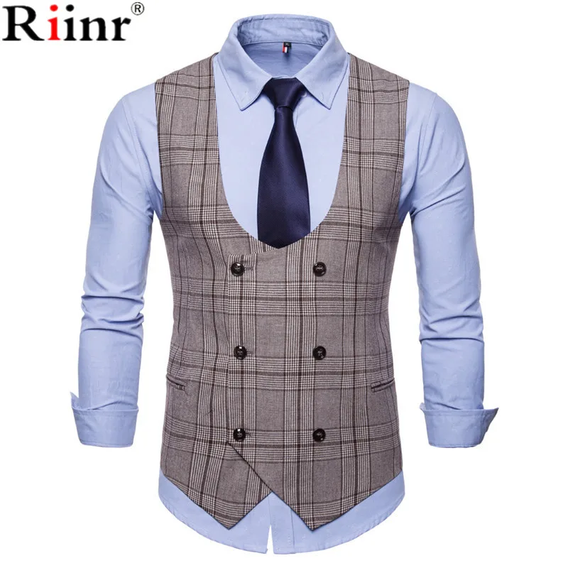 Riinr 2018 горячая распродажа мужская одежда мужской жилет Slim Fit Chaleco Hombre нежный Blaser