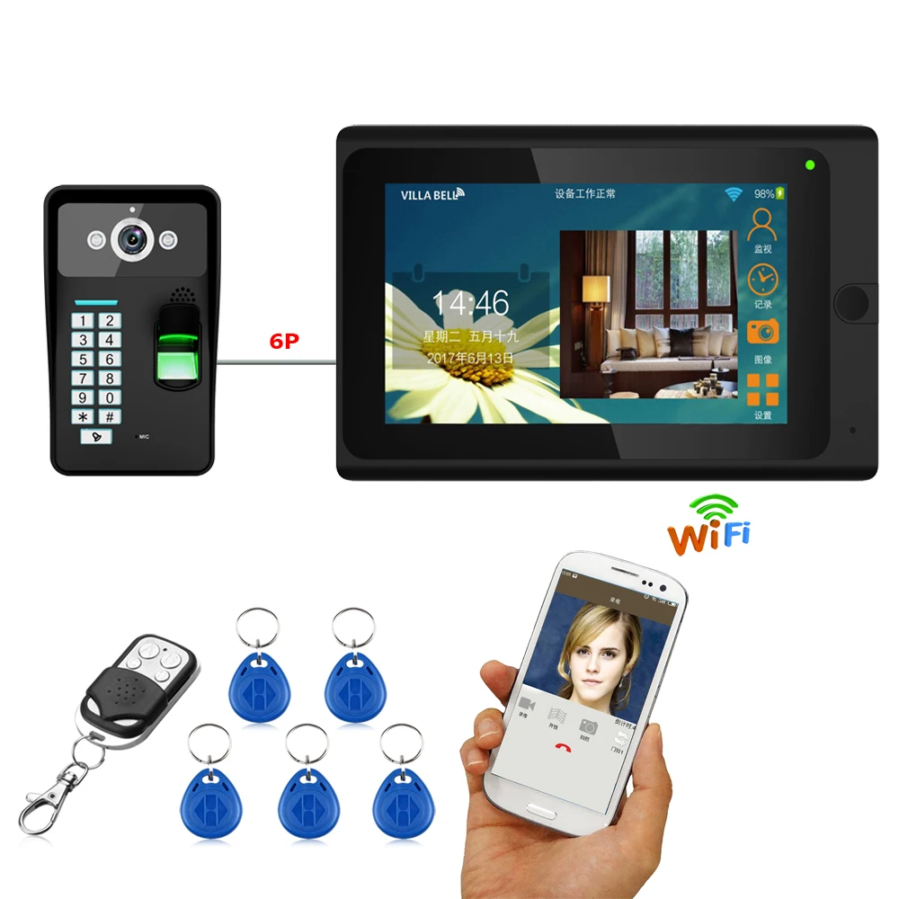 720P 7" Wired / Wireless Wifi RFID Password Fingerprint Video Door Phone Doorbell Intercom System with IR-CUT HD1000TVL Camera
720P 7" Wired / Wireless Wifi RFID Password Fingerprint Video Door Phone Doorbell Intercom System with IR-CUT HD1000TVL Camera