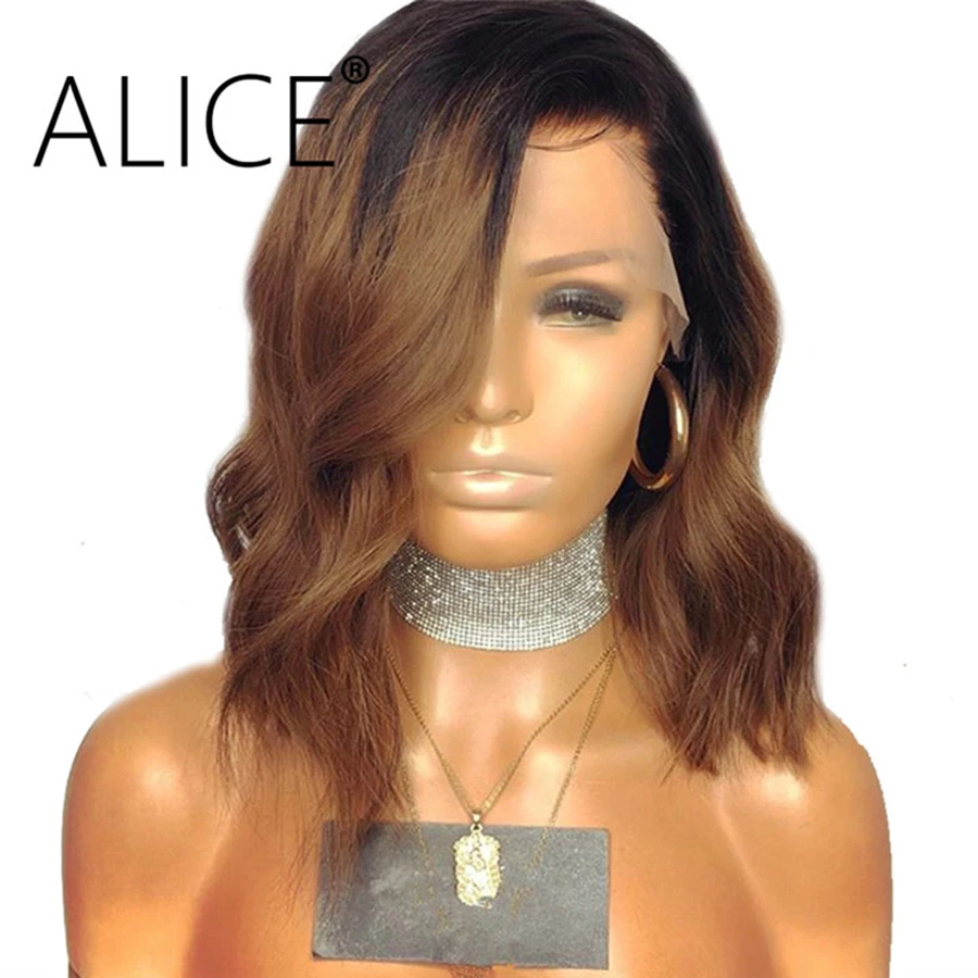 Алиса объемная волна Синтетические волосы на кружеве парик Ombre Цвет