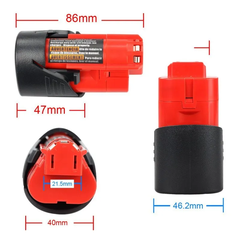 2pcs x 12V 3000mAh Power Tool Battery For Milwaukee M12 Li-ion Lithium Rechargeable Battery 48-11-2401 MIL-12A-LI Tool Batteries
2pcs x 12V 3000mAh Power Tool Battery For Milwaukee M12 Li-ion Lithium Rechargeable Battery 48-11-2401 MIL-12A-LI Tool Batteries