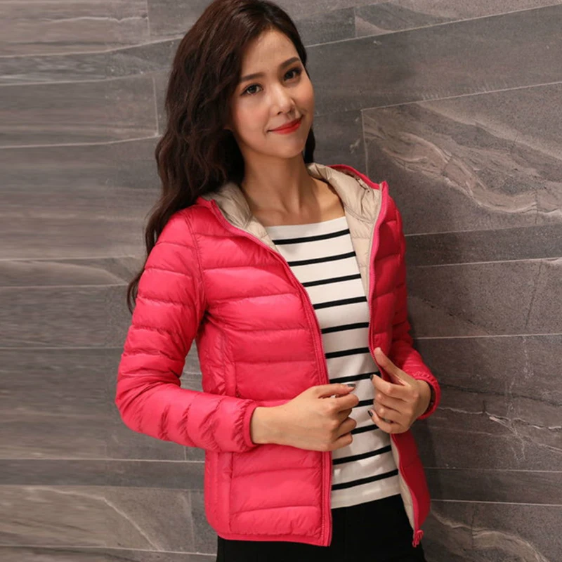 2017 new women's solid double-sided wear light warm 90% white duck down jacket hooded Slim casual jacket short coat top Qh1010
2017 new women's solid double-sided wear light warm 90% white duck down jacket hooded Slim casual jacket short coat top Qh1010
