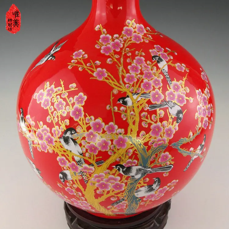 Керамика Цзиндэчжэнь цветные фарфоровые вазы/Китай/красные гранатовые
