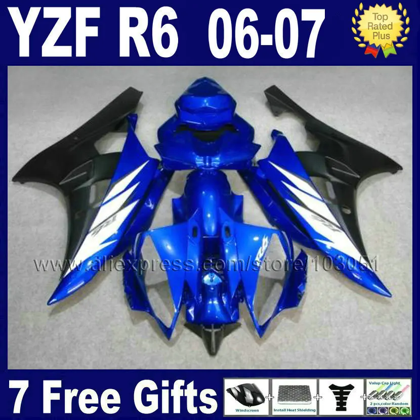 Customize Injection road race fairings kit For YAMAHA YZF R6 06 07 YZFR6 2006 2007 plastic blue black body repair fairing parts
Customize Injection road race fairings kit For YAMAHA YZF R6 06 07 YZFR6 2006 2007 plastic blue black body repair fairing parts