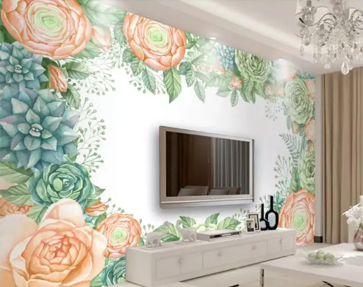 

Custom mural 3D photo wallpaper Hand painted flowers wall papers home decor Living room bedroom TV backdrop 3d wall murals