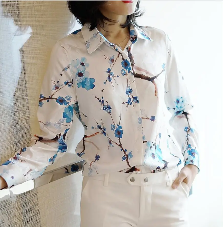 Silk Shirt Women's Long Sleeve New Loose Floral Elegant Women Blouses Tops Turn-down Collar Ladies Blouse Tops
Silk Shirt Women's Long Sleeve New Loose Floral Elegant Women Blouses Tops Turn-down Collar Ladies Blouse Tops