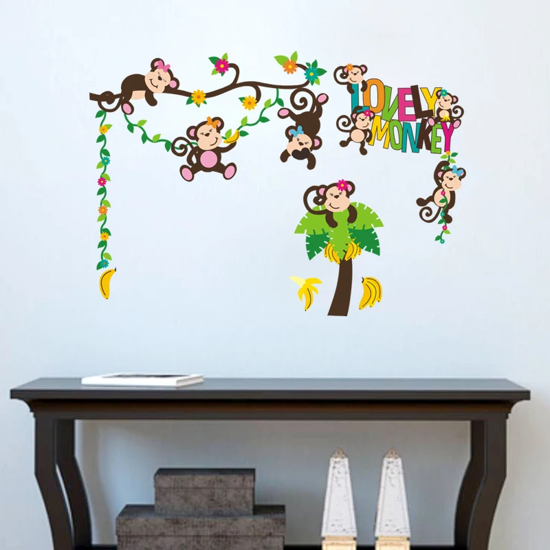 2015 Free Shipping Lovely Monkey Playing On The tree PVC Wall Decals Kids Nursery Room Removable Stickers Decor ZYPA1217
2015 Free Shipping Lovely Monkey Playing On The tree PVC Wall Decals Kids Nursery Room Removable Stickers Decor ZYPA1217