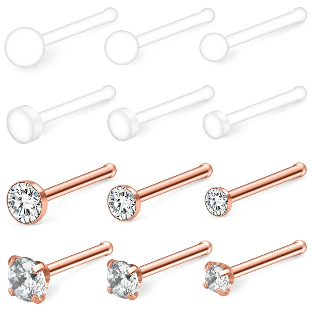 12PCS 18G Clear Bioflex Retainer & Stainless Steel CZ Nose Bone Studs Rings Pin Piercing Jewelry 2mm 2.5mm 3mm
12PCS 18G Clear Bioflex Retainer & Stainless Steel CZ Nose Bone Studs Rings Pin Piercing Jewelry 2mm 2.5mm 3mm