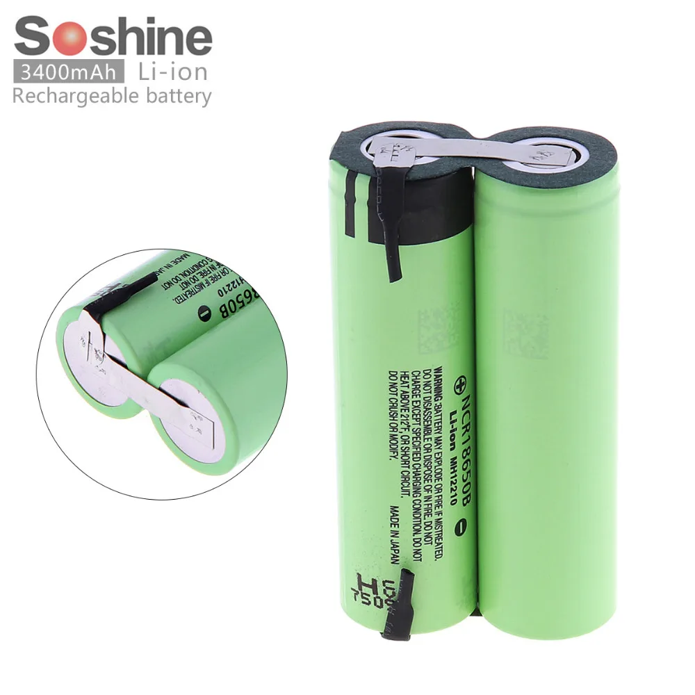Soshine NCR18650 3400mAh 34B Li-ion Rechargeable Battery with Nickel Sheet and Parallel Connection for Screwdriver / Drill | Электроника