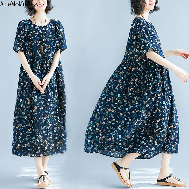 AreMoMuWha 2019 Spring Summer New Long Dress Loose Large Size Women's Art Is Thin Floral Cotton Short-sleeved Dress OmightyMH318
AreMoMuWha 2019 Spring Summer New Long Dress Loose Large Size Women's Art Is Thin Floral Cotton Short-sleeved Dress OmightyMH318