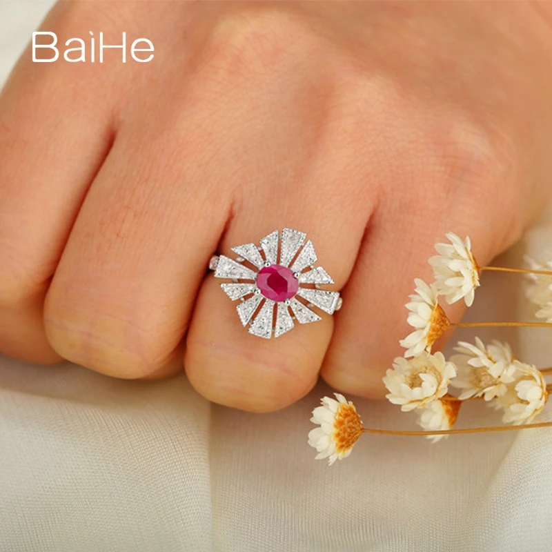 BAIHE Solid 18k White Gold(AU750) Certified Oval Cut 1.04ct Natural Ruby Engagement Women Trendy Fine Jewelry Fashion Ring
BAIHE Solid 18k White Gold(AU750) Certified Oval Cut 1.04ct Natural Ruby Engagement Women Trendy Fine Jewelry Fashion Ring