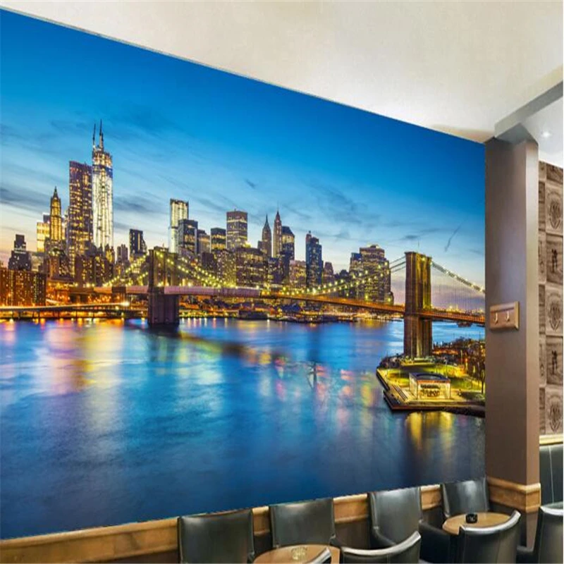 beibehang Personalized custom wallpaper blue city building night view bridge television background wall decoration painting
beibehang Personalized custom wallpaper blue city building night view bridge television background wall decoration painting
