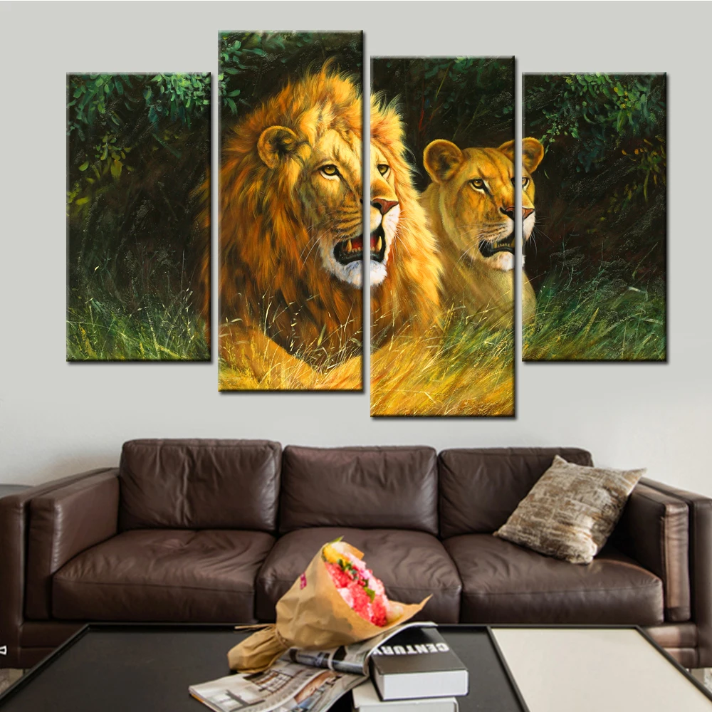 Wall Art Poster Modern Home Decor Living Room 4 Pieces Forest Animal A Pair Lion Canvas Print Painting Modular Picture Framework
Wall Art Poster Modern Home Decor Living Room 4 Pieces Forest Animal A Pair Lion Canvas Print Painting Modular Picture Framework