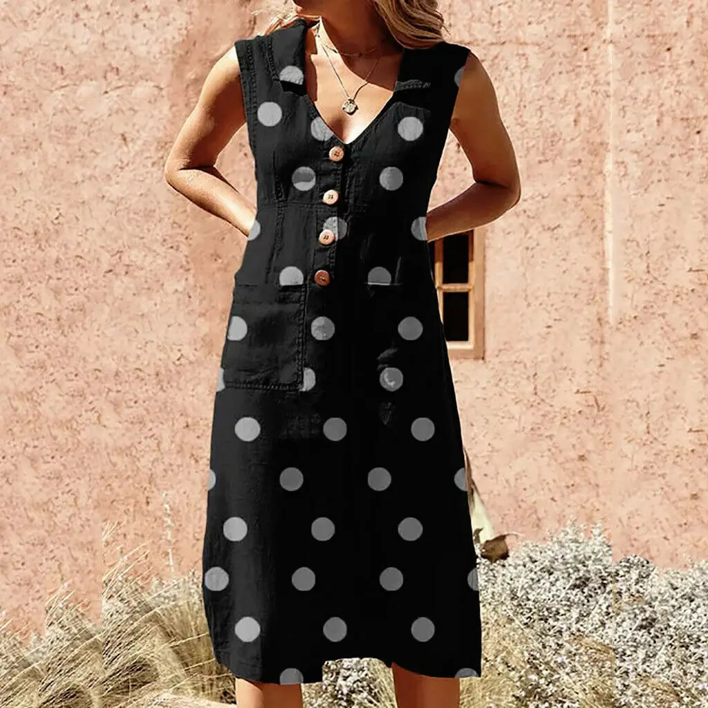 2019 Brand New Style Summer Women Sleeveless Polka Dot Dress Beach Casual Mini Shirt Beach Sundress Hot Sale
2019 Brand New Style Summer Women Sleeveless Polka Dot Dress Beach Casual Mini Shirt Beach Sundress Hot Sale