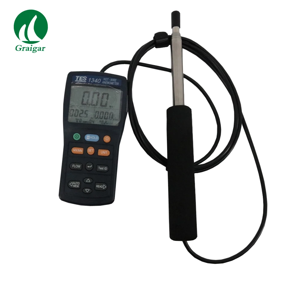Original Hot-Wire TES-1340 Digital Anemometer Manual Data Memory and Read Function Air Wind Flow Meter | Инструменты