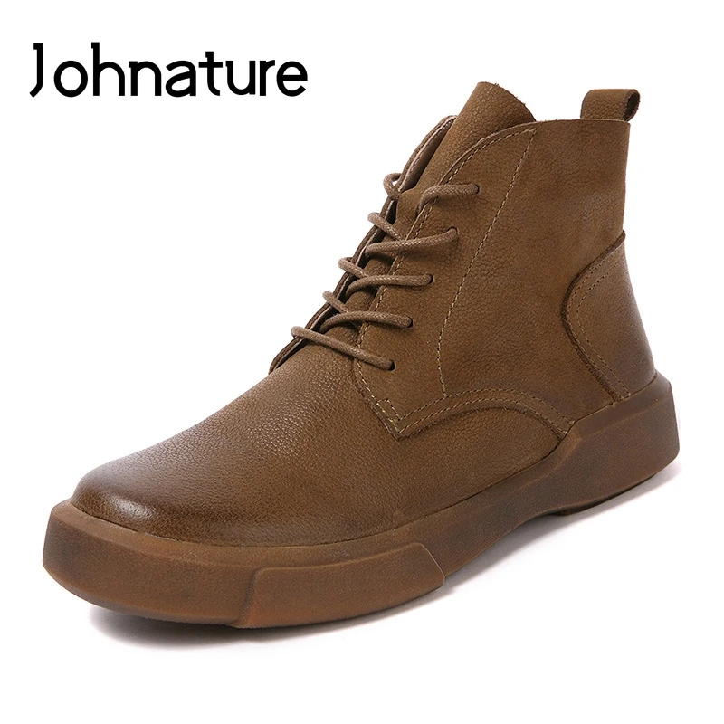 Johnature 2022 New Autumn/Winter Genuine Leather Cross-tied Round Toe Solid Martin Ankle Boots Zipper Flat Platform Women Shoes
Johnature 2022 New Autumn/Winter Genuine Leather Cross-tied Round Toe Solid Martin Ankle Boots Zipper Flat Platform Women Shoes