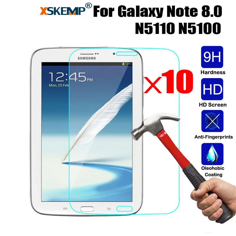 XSKEMP 10 шт./лот 9H настоящая закаленная стеклянная пленка для Samsung Galaxy Note 8 0 GT N5110 N5100