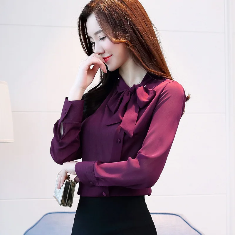 Women Chiffon Long Sleeve Blouses Feminine Bow OL Shirt New Elegant Chiffon Tops
Women Chiffon Long Sleeve Blouses Feminine Bow OL Shirt New Elegant Chiffon Tops