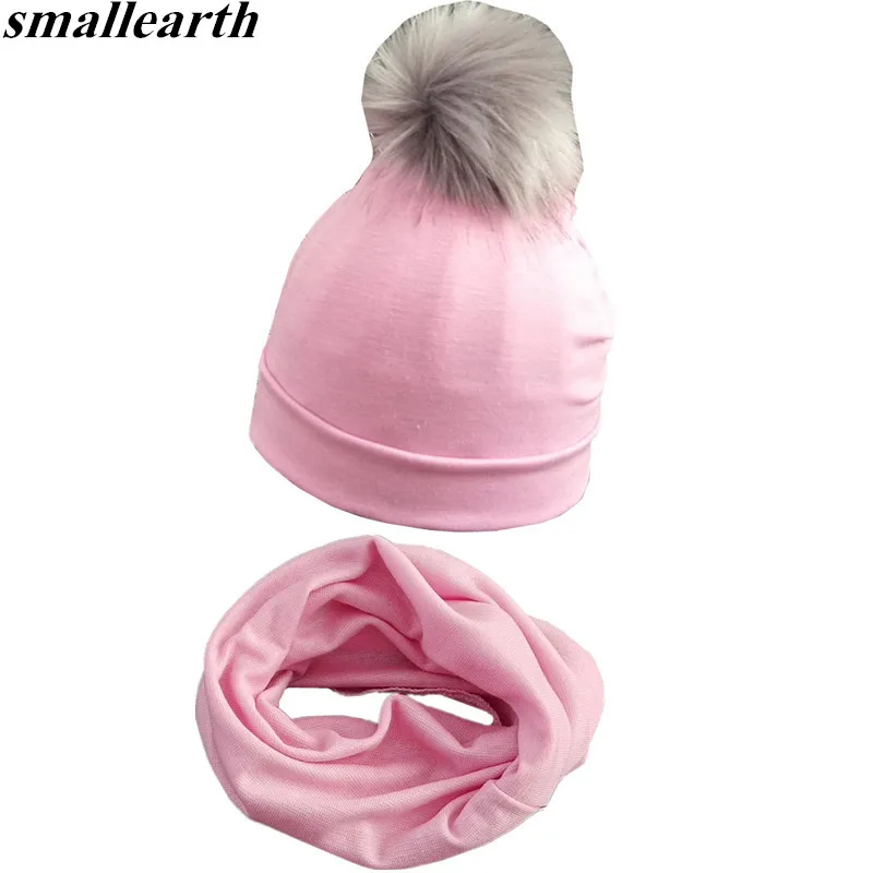 

2pcs/set Newborn Baby Hats Scarf Cotton Children's Pompom Cap Bibs Spring Autumn Boys Girls Hats O Ring Collar Soft Caps +Scarf