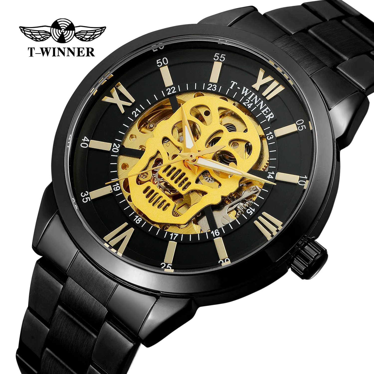 T-WINNER Men's Watch Skeleton Skull Automatic Antique Full Gold Black Stainless Steel Hot Sale Relojes Transparent Wristwatches
T-WINNER Men's Watch Skeleton Skull Automatic Antique Full Gold Black Stainless Steel Hot Sale Relojes Transparent Wristwatches