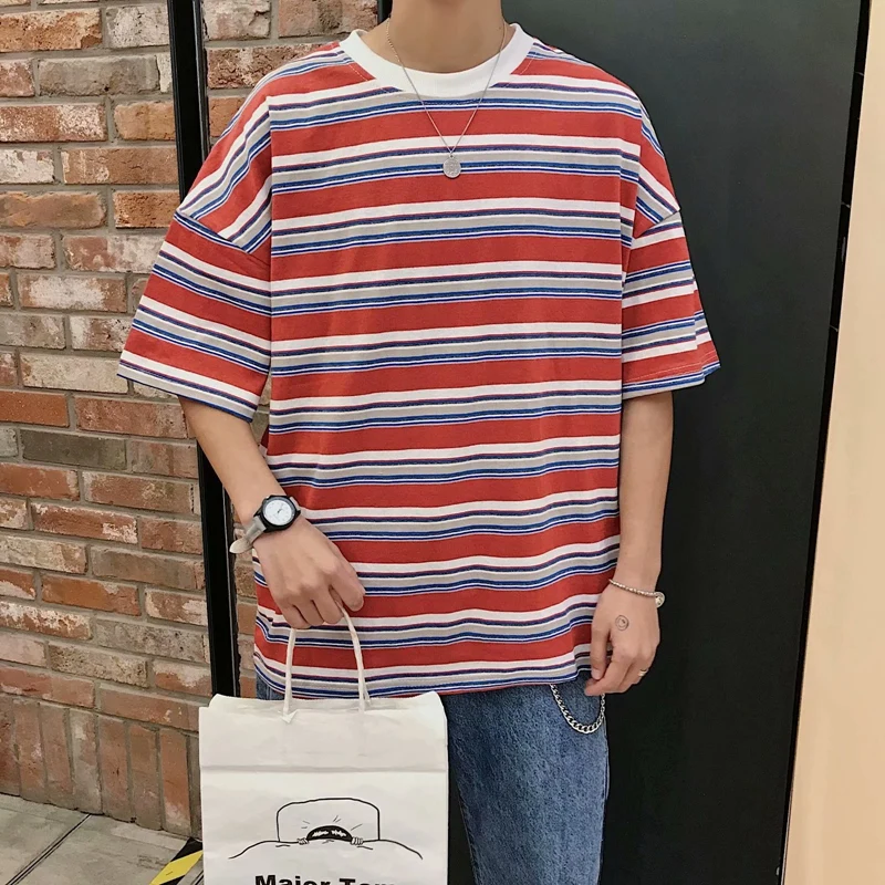 Fashion T shirt men short-sleeved port wind summer clothes trend wild stripes students five-point sleeves men women T-shirt
Fashion T shirt men short-sleeved port wind summer clothes trend wild stripes students five-point sleeves men women T-shirt