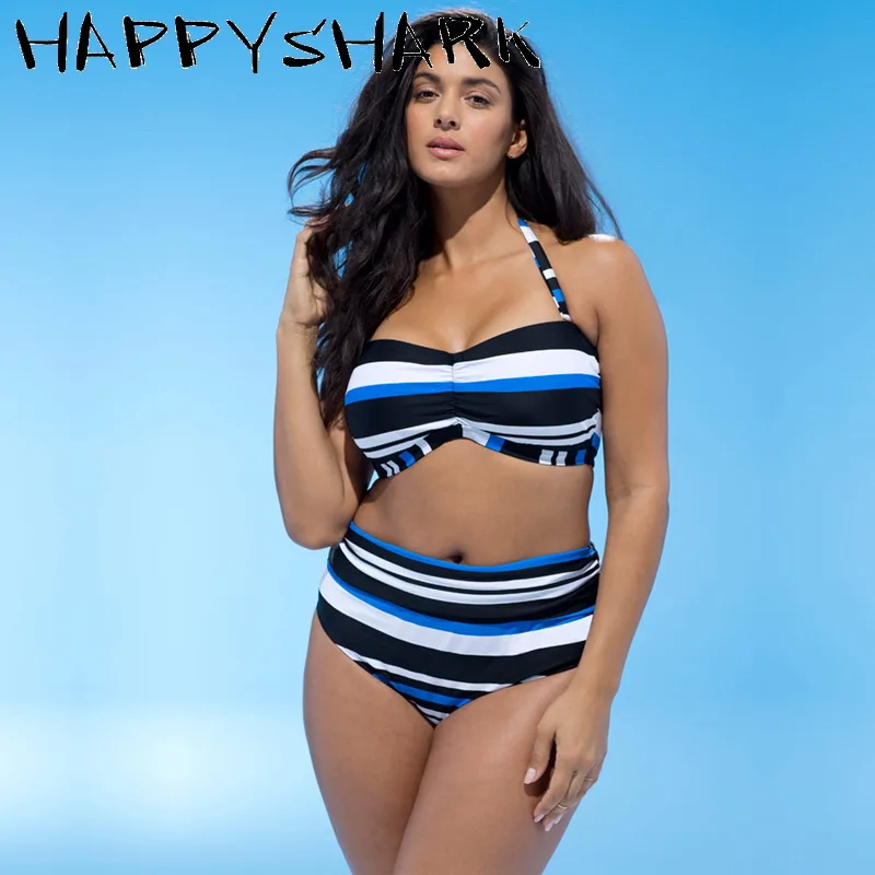 HAPPYSHARK Plus Size Bikinis Colorful Striped Swimsuits 2018 New Sexy 2Pcs Bandeau Big Cup Swimwear High Waisted Biquinis 4XL
HAPPYSHARK Plus Size Bikinis Colorful Striped Swimsuits 2018 New Sexy 2Pcs Bandeau Big Cup Swimwear High Waisted Biquinis 4XL