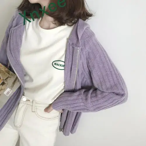 Xnxee 2019 cardigan invierno mujer Chic Purple Even Hat Zipper Cardigan Knitting Loose Student Coat
Xnxee 2019 cardigan invierno mujer Chic Purple Even Hat Zipper Cardigan Knitting Loose Student Coat