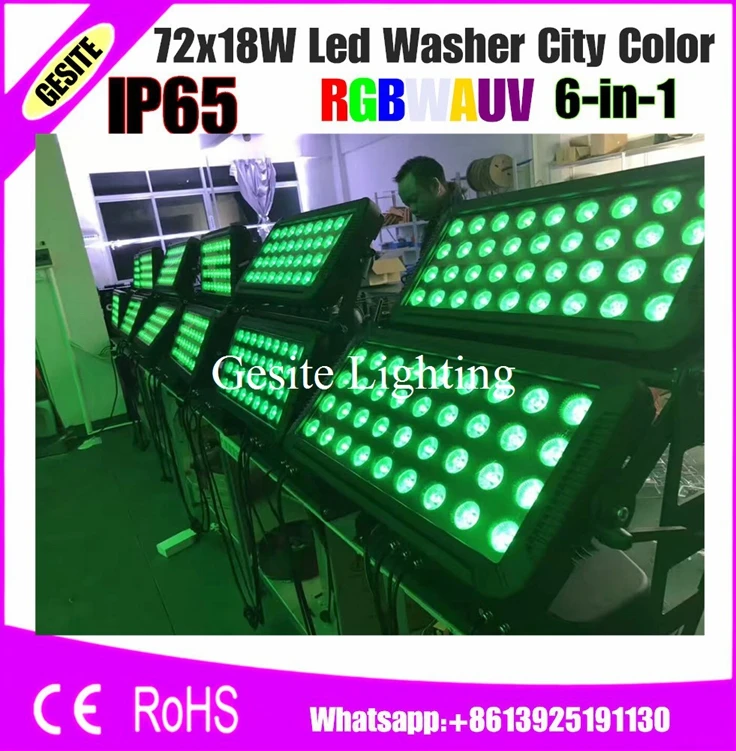 1 шт. светодиодная настенная шайба ip65 огни 72x18Watt rgbwy uv 6 в светодиоды наружная Led