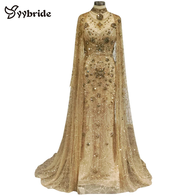 Surmount Real Dresses Heavy Beaded Luxury Vintage Dresses High Neck Luxury Pearls with Cloak Long Sleeves Crystals Evening Dress
Surmount Real Dresses Heavy Beaded Luxury Vintage Dresses High Neck Luxury Pearls with Cloak Long Sleeves Crystals Evening Dress