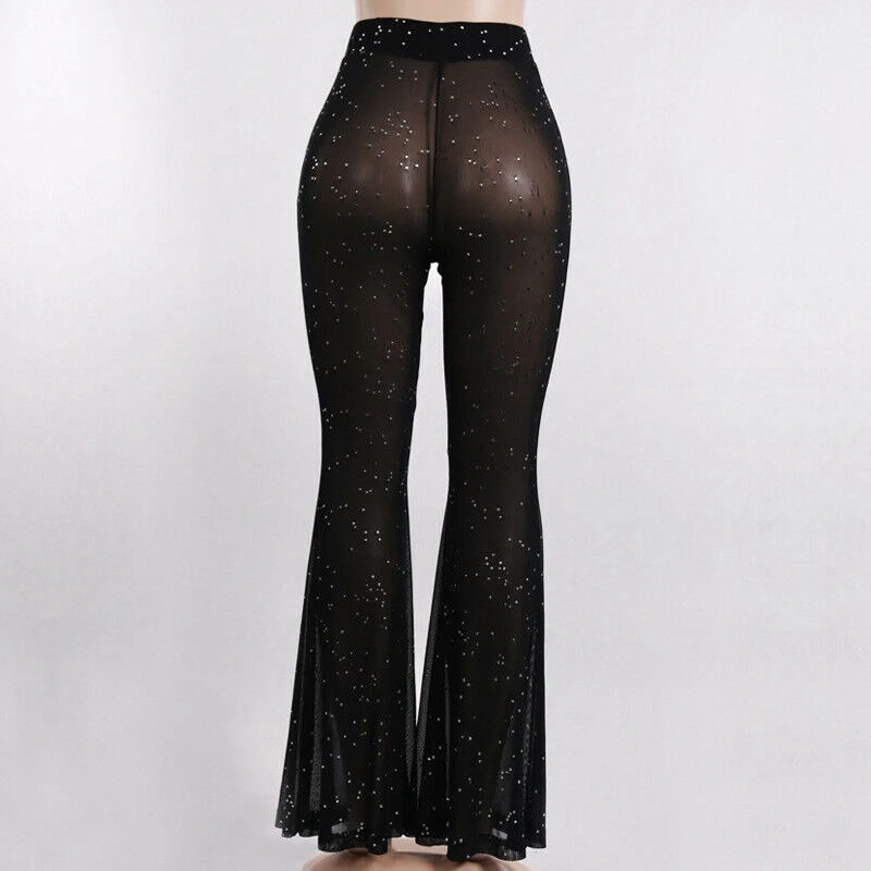 New Sexy Women Wide Leg Long Pants High Waist See Through Beach Trousers Summer Fashion
New Sexy Women Wide Leg Long Pants High Waist See Through Beach Trousers Summer Fashion