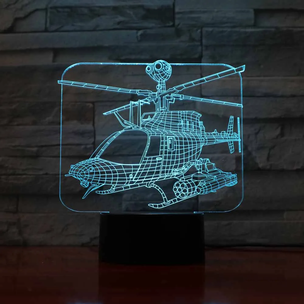 Helicopter 3D Night Light Airplane 7 Color Change USB Touch Switch lamp Bedroom Decoration 3D Table Lamp For Kid Creative Gift
Helicopter 3D Night Light Airplane 7 Color Change USB Touch Switch lamp Bedroom Decoration 3D Table Lamp For Kid Creative Gift