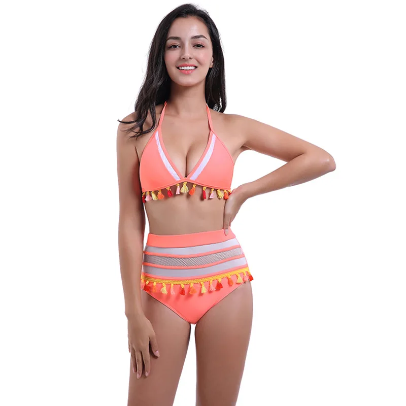 New Style European and American Style Bikini Neck Swimsuit High Waist Bikini Mesh Split Swimwear Bathe Swimming Suit
New Style European and American Style Bikini Neck Swimsuit High Waist Bikini Mesh Split Swimwear Bathe Swimming Suit