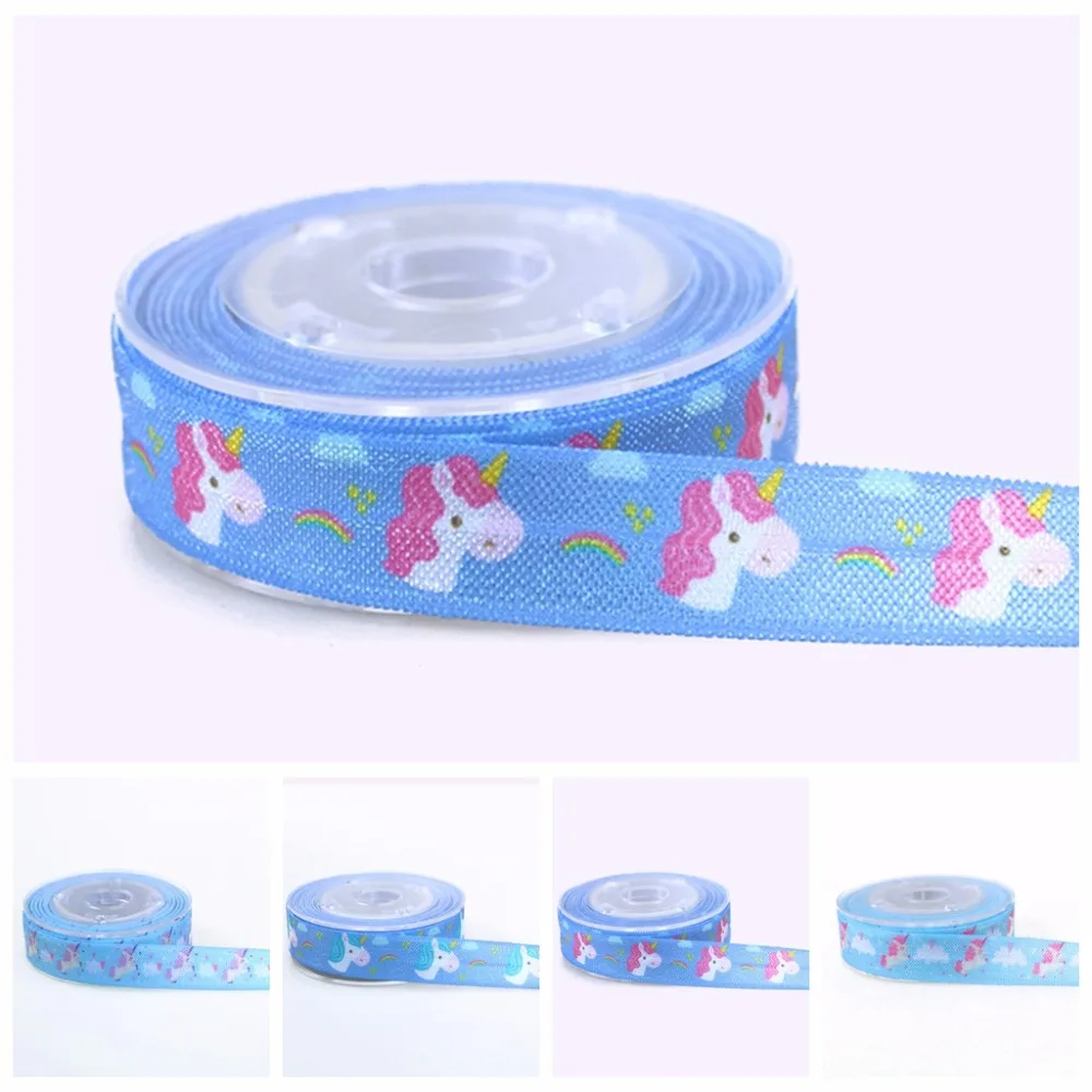 15 мм 5/8 "20 25 теплопередача Единорог FOE fold over elastic для волос Галстуки повязка