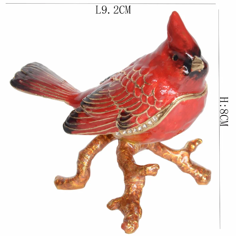Cardinal Bird Jeweled Metal Enameled Trinket Box Bird Figurine Collectible Ring Holder
Cardinal Bird Jeweled Metal Enameled Trinket Box Bird Figurine Collectible Ring Holder