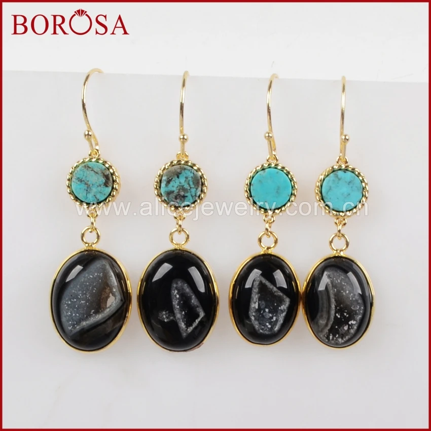 Женские серьги-капли BOROSA, круглые серьги с золотым ободком из 100% синего натурального камня и овального черного оникса, ZG0149
Женские серьги-капли BOROSA, круглые серьги с золотым ободком из 100% синего натурального камня и овального черного оникса, ZG0149