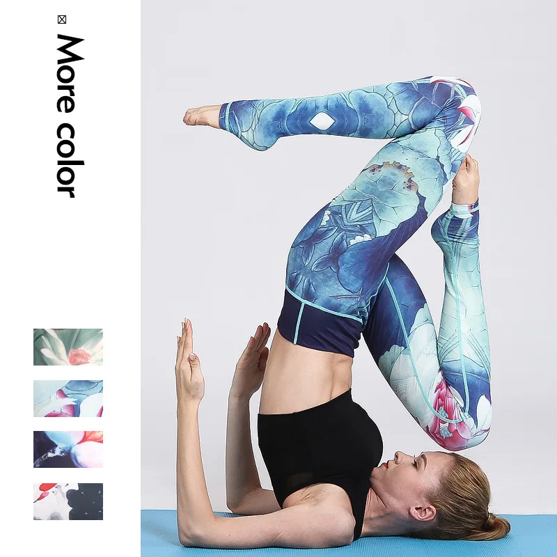 Women's Ink Painting Yoga Pants Lotus Floral Printed Leggings Tights Elastic Waist Running Fitness Pants Quick-Dry Sportswear
Women's Ink Painting Yoga Pants Lotus Floral Printed Leggings Tights Elastic Waist Running Fitness Pants Quick-Dry Sportswear