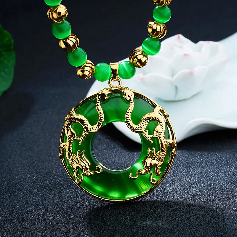 Double Dragon punk style Ssangyong black opals Necklace Men Women Fashion Jewelry wholesale
Double Dragon punk style Ssangyong black opals Necklace Men Women Fashion Jewelry wholesale