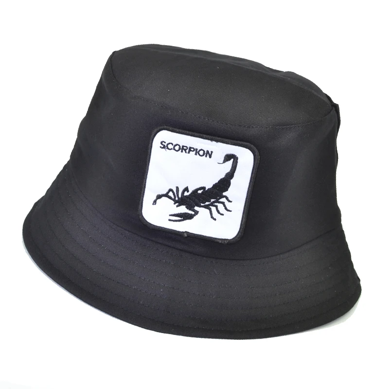 Fashion Scorpion Embroidered bucket hat Women Men Summer Animal harajuku flat Hat Unisex fisherman hat Bone
Fashion Scorpion Embroidered bucket hat Women Men Summer Animal harajuku flat Hat Unisex fisherman hat Bone