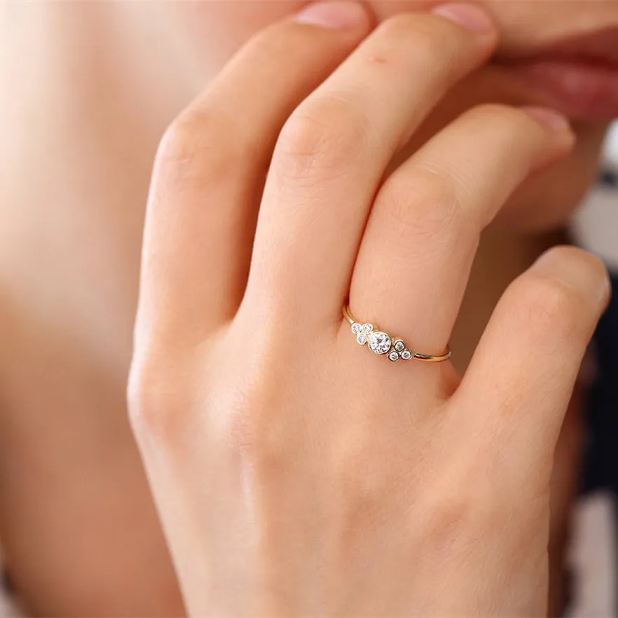 

Женское кольцо для помолвки LASAMERO, круглое кольцо с натуральным бриллиантом 0,22 CTW, 14k, Золотое Кластерное кольцо с 7 камнями, 1 шт.