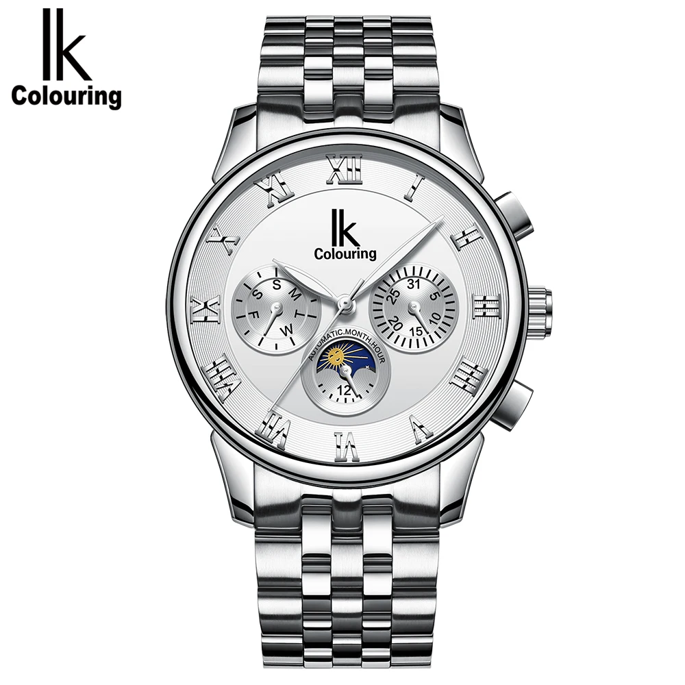 IK Colouring Automatic Watch Men Moon Phase Auto Date Day Mechanical Male Clock Montre Homme Business Dress Wristwatch
IK Colouring Automatic Watch Men Moon Phase Auto Date Day Mechanical Male Clock Montre Homme Business Dress Wristwatch